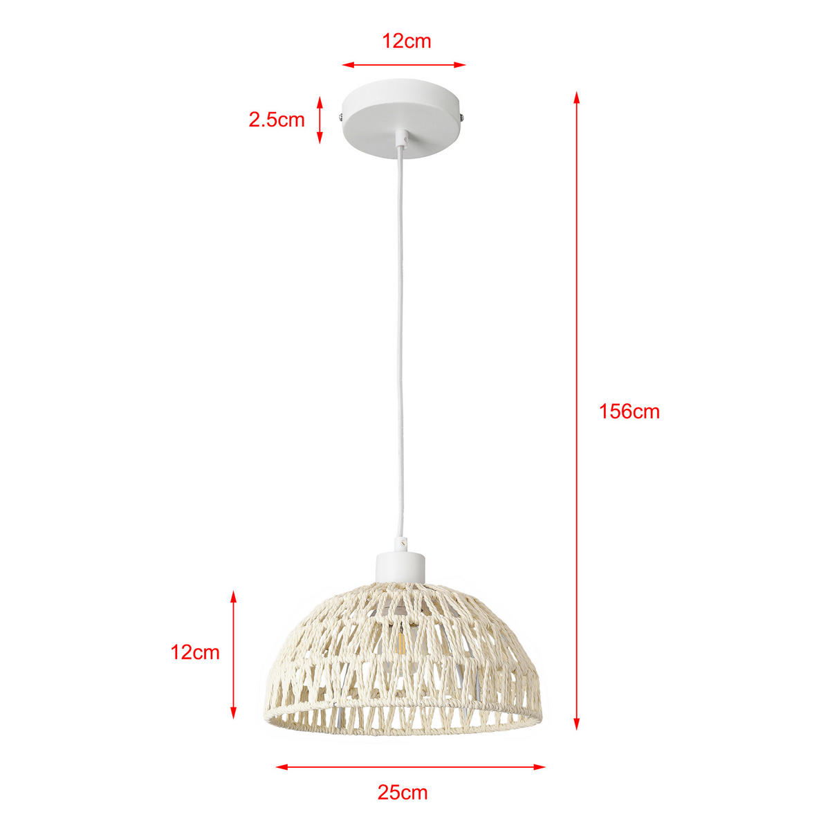 HÄNGELAMPE Alton - Weiß, Naturmaterialien/Metall (25/25/156cm) - lux.pro