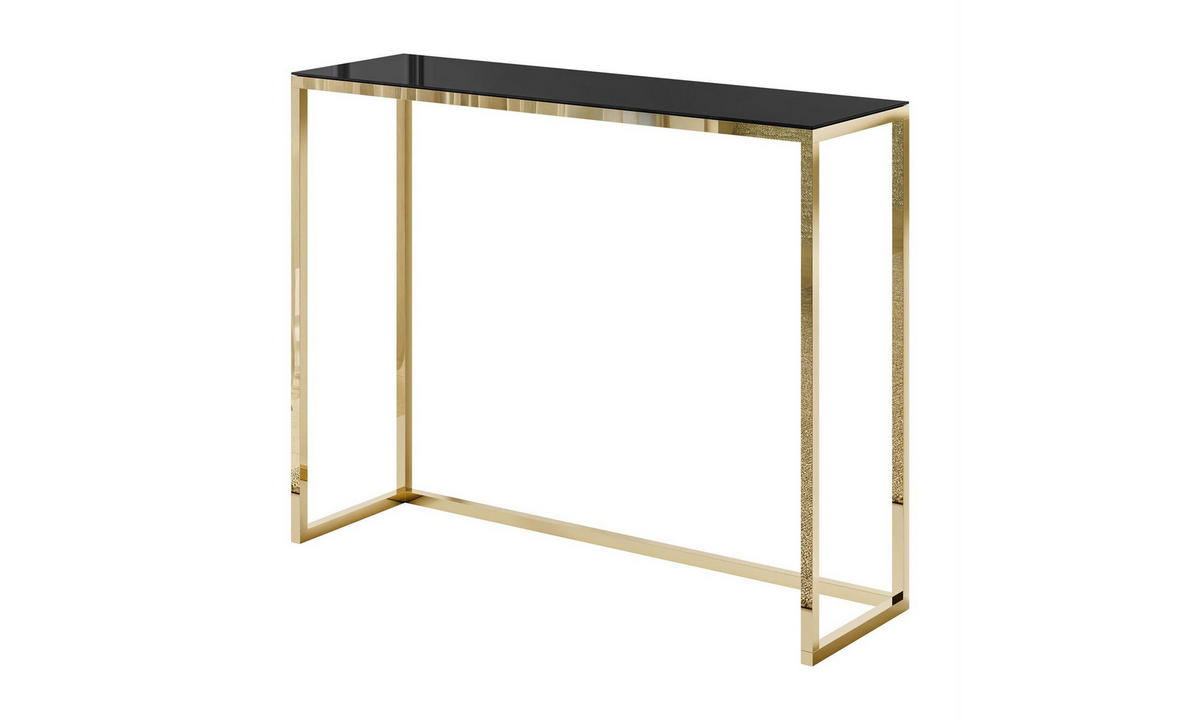 KONSOLE MODERN II GLASS 100/30/79 cm Goldchrom/Schwarz - Goldfarben/Schwarz, Glas/Metall (100/79/30cm) - Lookway