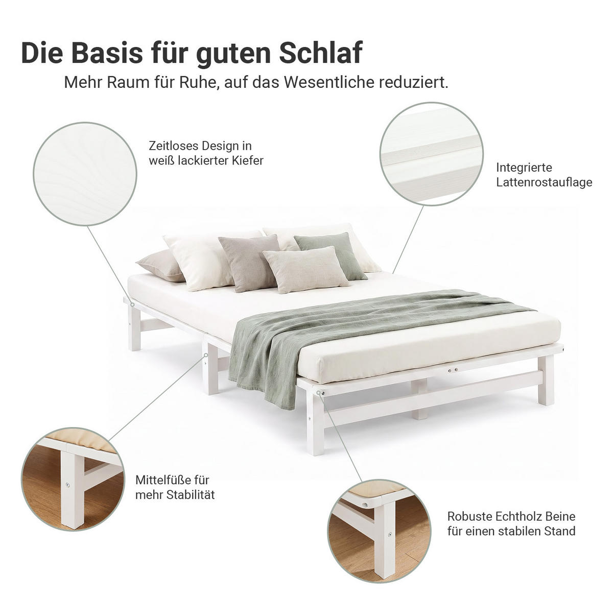 HOLZBETT mit Matratze 120/200 cm weiß - Weiß, Holz (120/200cm) - Homestyle4u