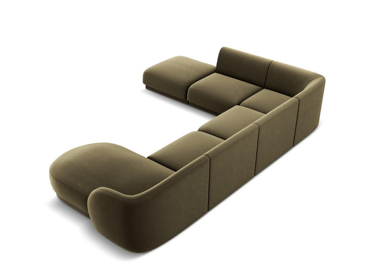 PANORAMASOFA links Miley aus Samt grün 6 Sitzplätze - Grün, Textil (255/70/330cm) - Micadoni