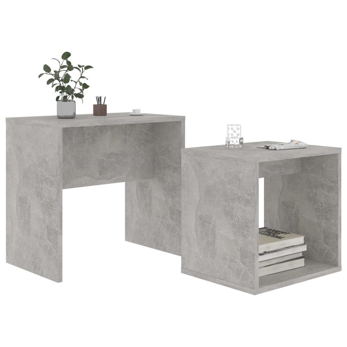 COUCHTISCH-SET Betongrau 48x30x45 cm Holzwerkstoff - Grau, Holzwerkstoff (48/30/45cm) - furnicato