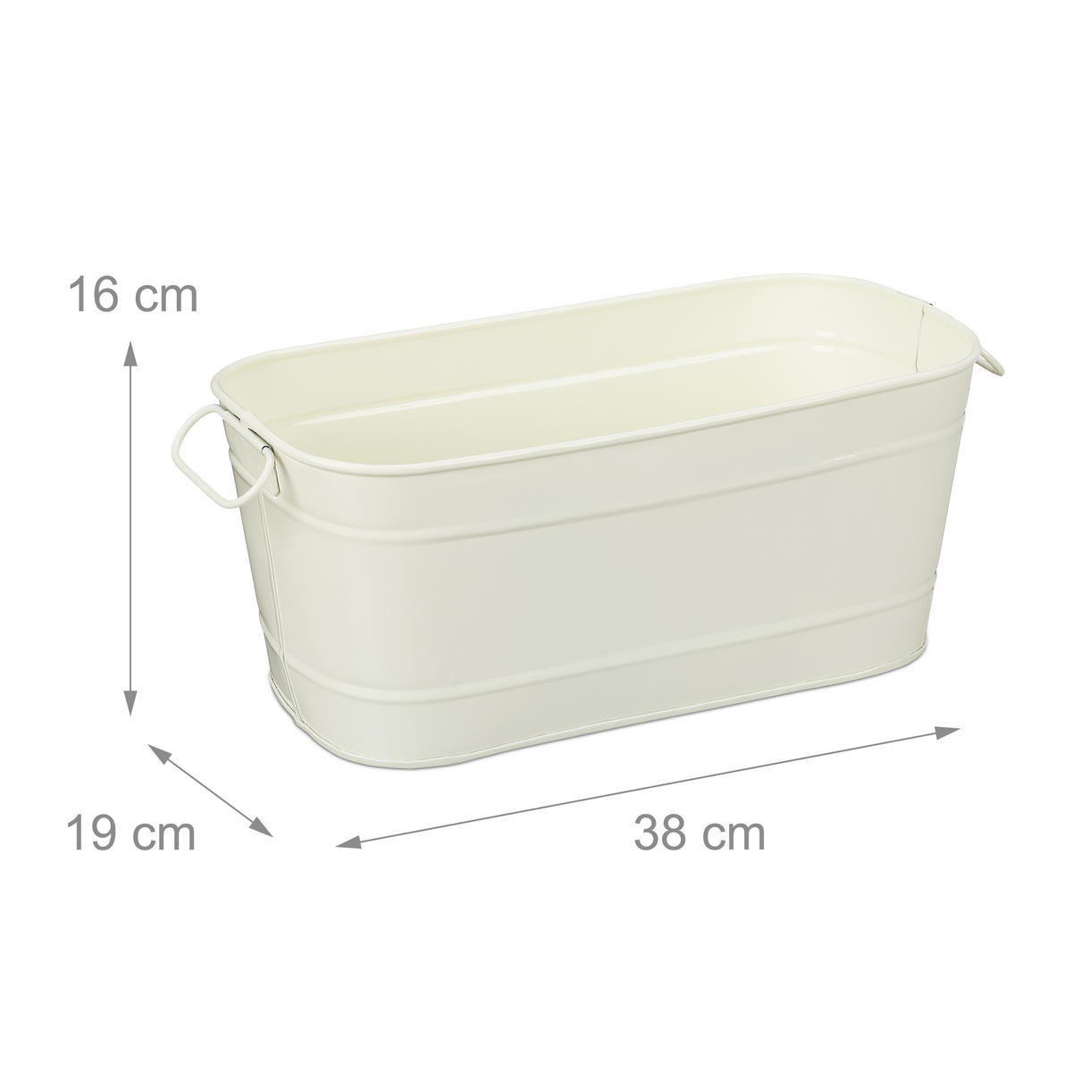 BLUMENKASTEN - Creme, Metall (38/16/19cm) - Relaxdays
