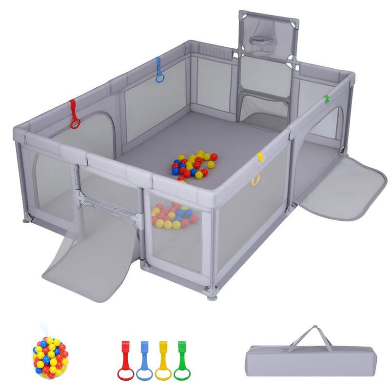 Costway Laufstall Hellgrau 207x68x145 cm