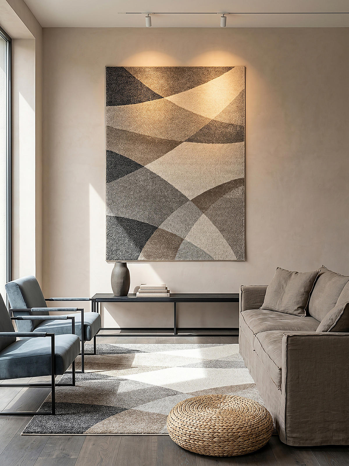 KADIMA DESIGN TEPPICH Niederflor Abstrakt THUR Polypropylen Grau 80 x 140 cm jetzt nur online ➤