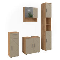 BADMÖBEL-SET Irma Beige 4 Teile - Honigeiche/Beige, Holzwerkstoff (60/59/30cm) - Vicco