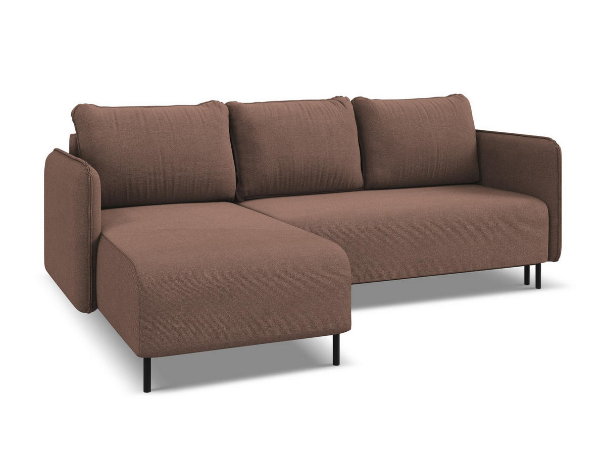 ECKSOFA mit Schlaffunktion Strukturstoff Stoff Pink - Pink/Hellrosa, Holz/Textil (162/236cm) - Makamii