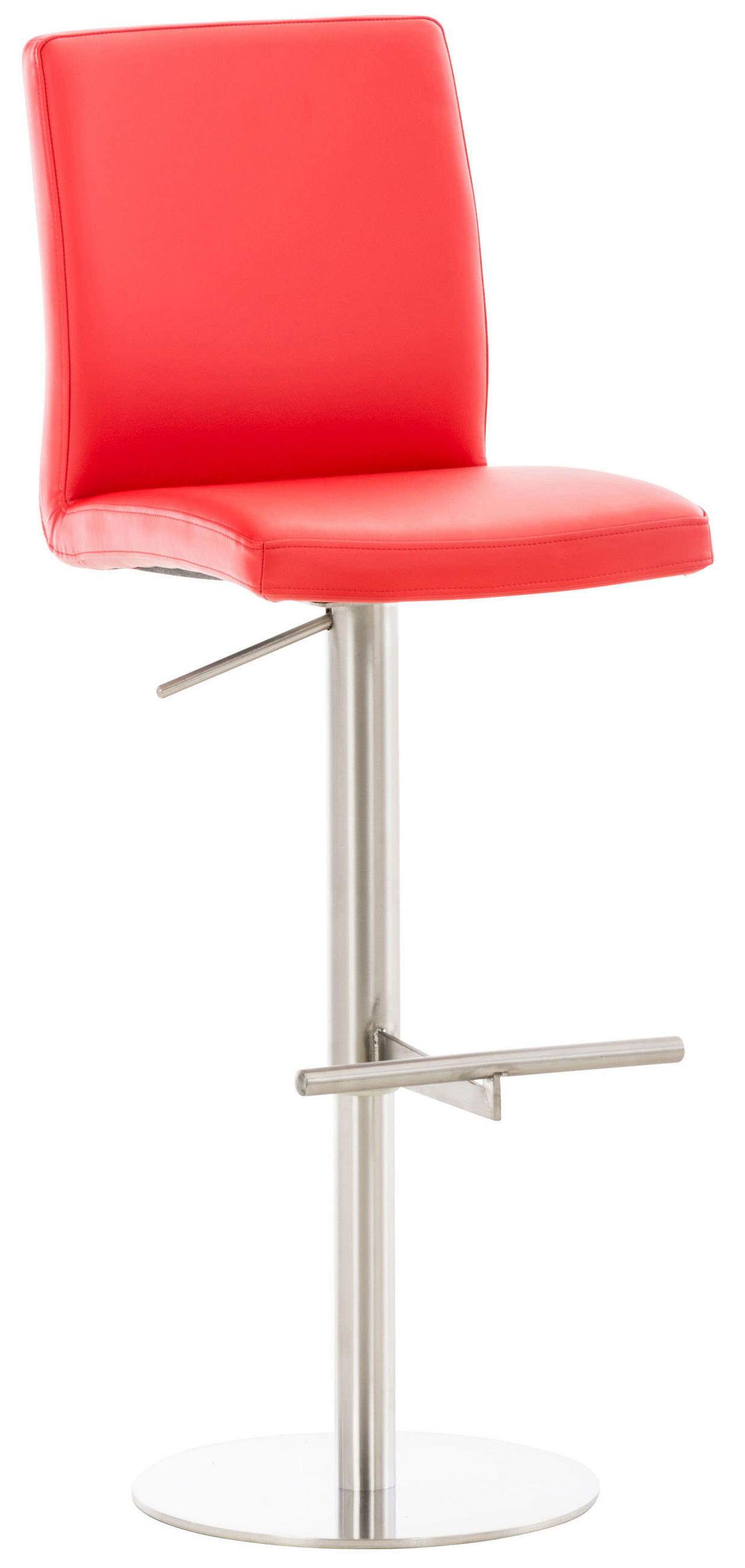 BARHOCKER Lederlook rot - Edelstahlfarben/Rot, Textil/Metall (40/93/49cm) - CLP
