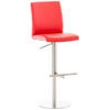 BARHOCKER Lederlook rot - Edelstahlfarben/Rot, Textil/Metall (40/93/49cm) - CLP