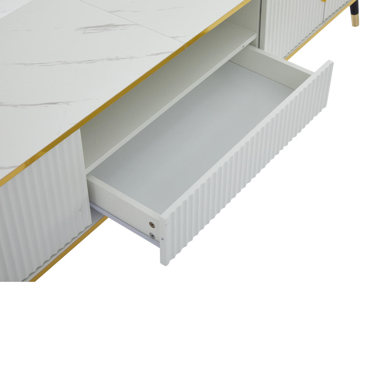 TV-SCHRANK in Weiß mit Marmoroptik, 2 Türen und Schublade 200/40/46 cm - Weiß, Holzwerkstoff (200/46/40cm) - Redom