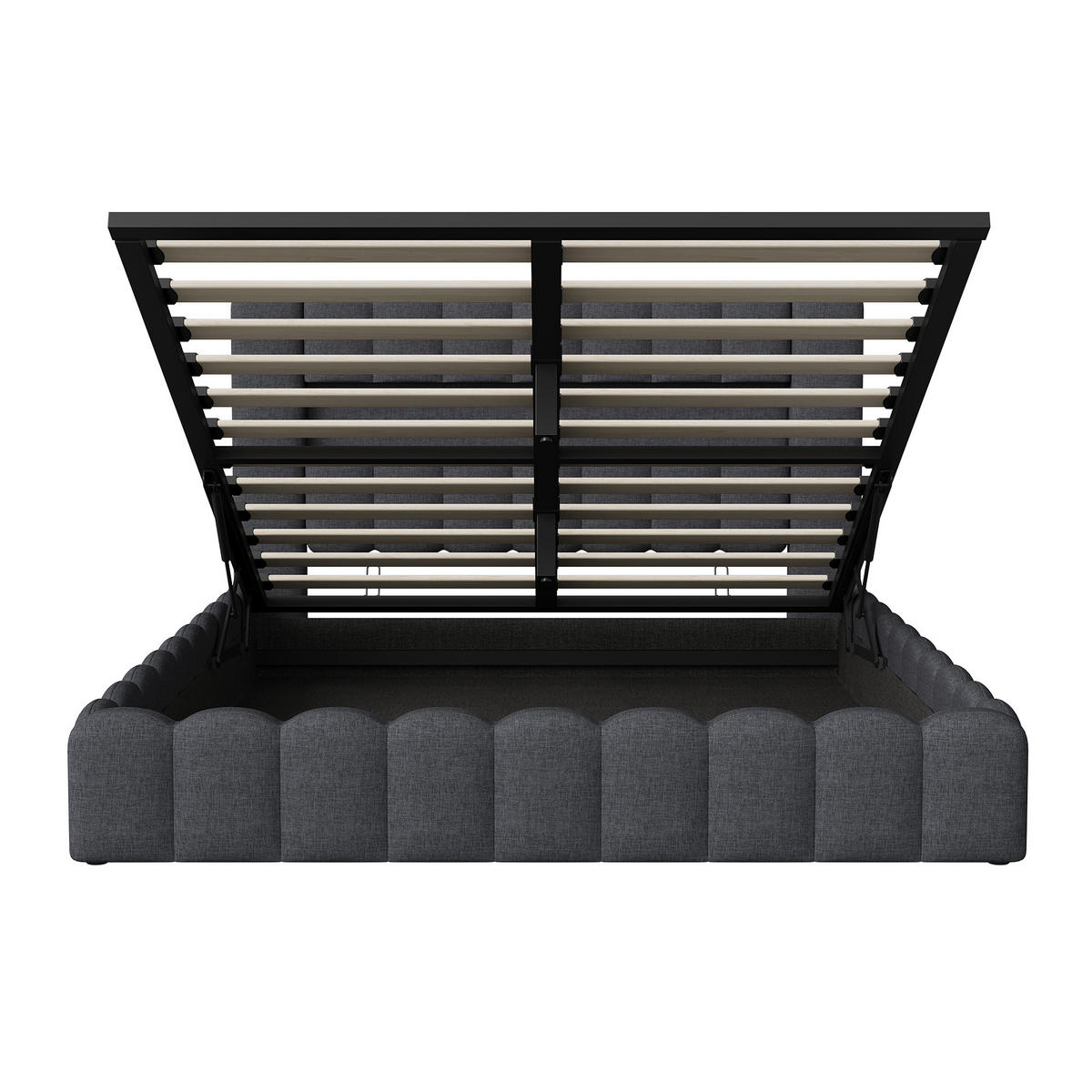 POLSTERBETT Modern 140/200 cm mit Bettkasten LED & USB Leinenoptik Grau - Grau, Textil (140/200cm) - Creahappy