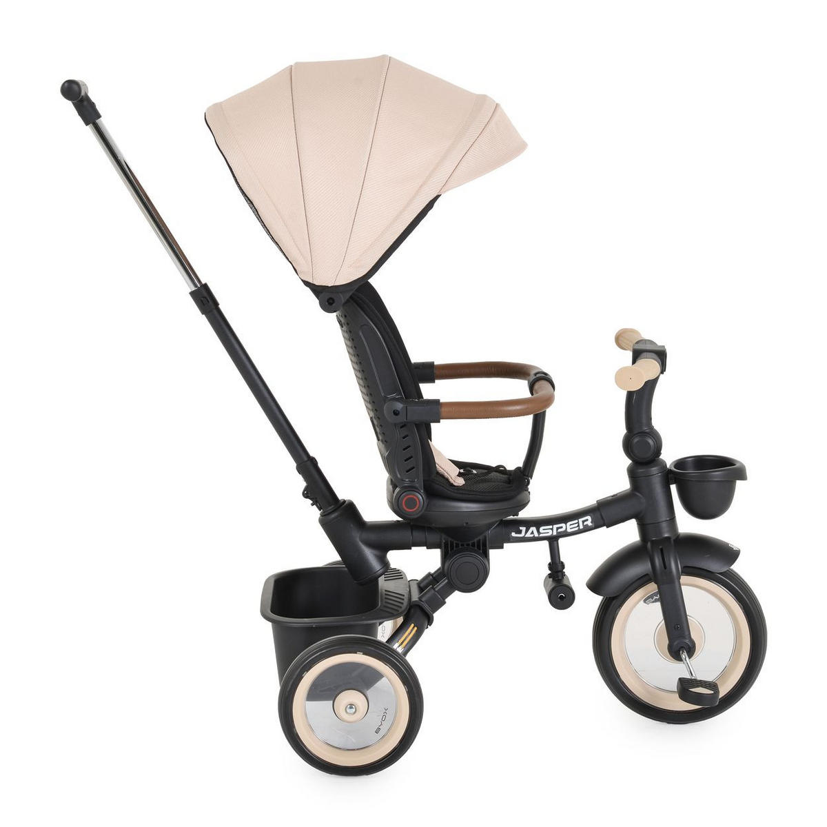 DREIRAD Jasper EVA-Reifen beige klappbar, Sitz drehbar, Hinterradbremse, Körbe - Beige, Metall (72/50/98cm)