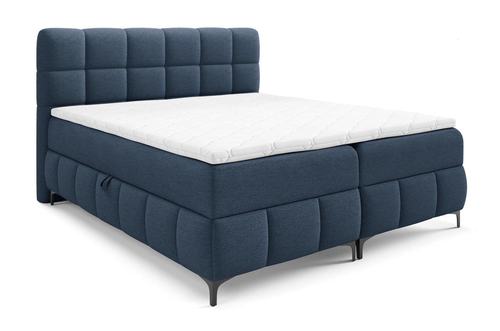 BOXSPRINGBETT 160x200 Altessa mit Bettkasten, Matratze, Topper, Marineblau - Dunkelblau, Holz/Textil (160/200cm) - Emporius