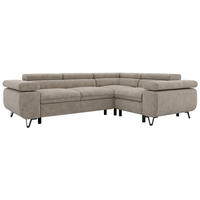 ECKSOFA ORSO L Greige Stukture - Rechts Seite - Greige/Schwarz, Textil/Metall (268/197cm) - MKS