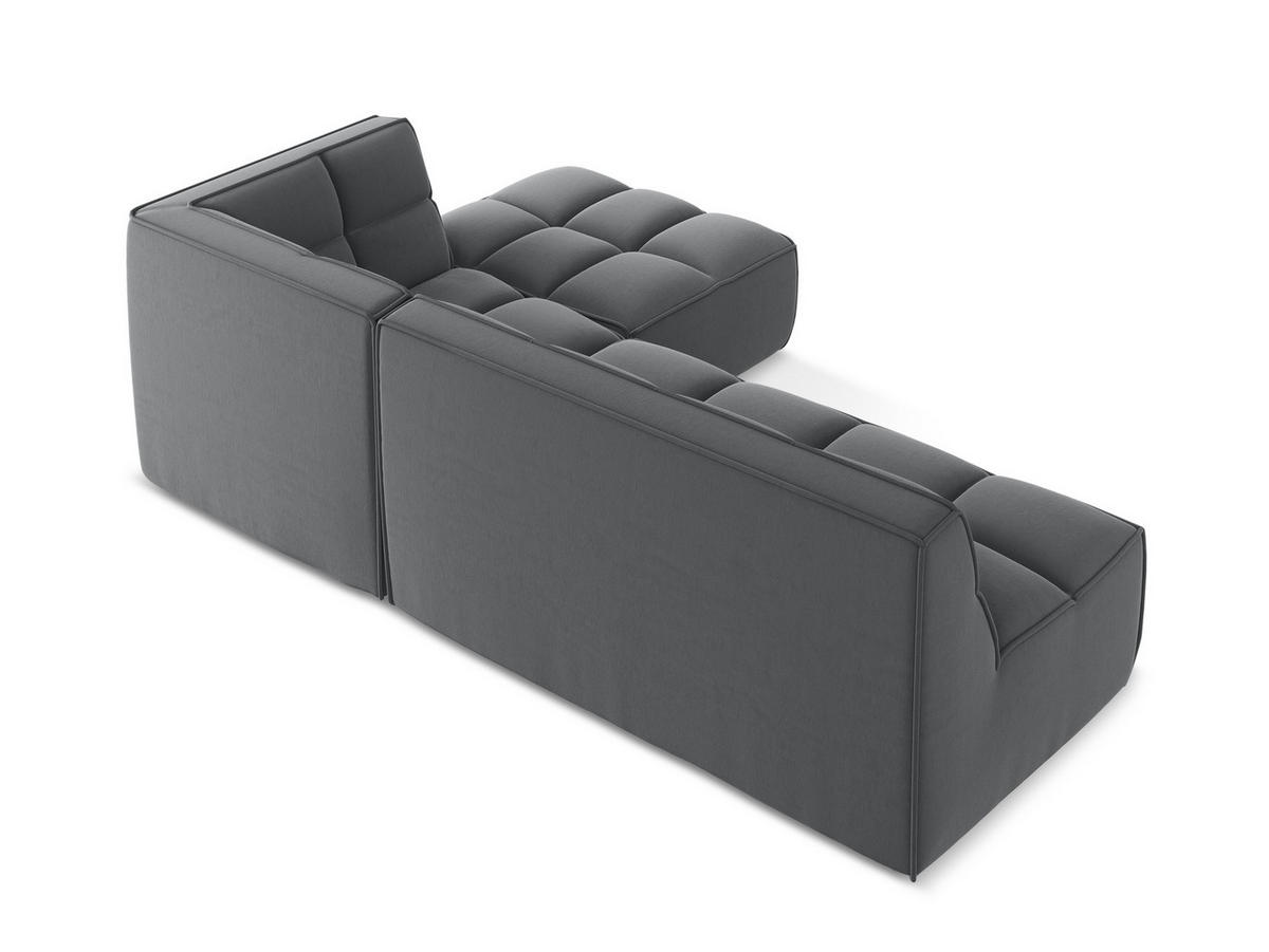 ECKSOFA Beidseitig Samt Stoff Grau - Dunkelgrau/Schwarz, Kunststoff/Textil (258/178cm) - Makamii