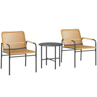 BALKONSET 3-teilig,50×50×48cm Rattan Tisch rostfrei - Gelb, Metall - Modfu