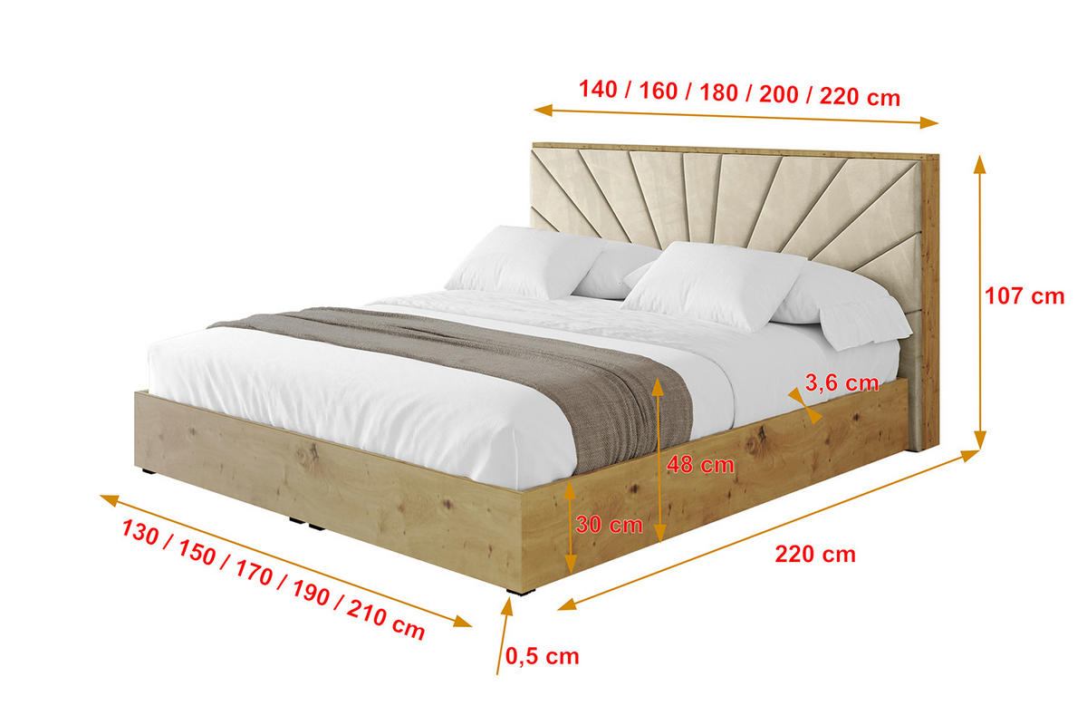 POLSTERBETT mit Bettkasten und Lattenrost, Bett mit Matratze H3/H4 - ENZO6 180x200 Beige - Ecru, Holzwerkstoff/Textil (180/200cm) - ALTDECOR
