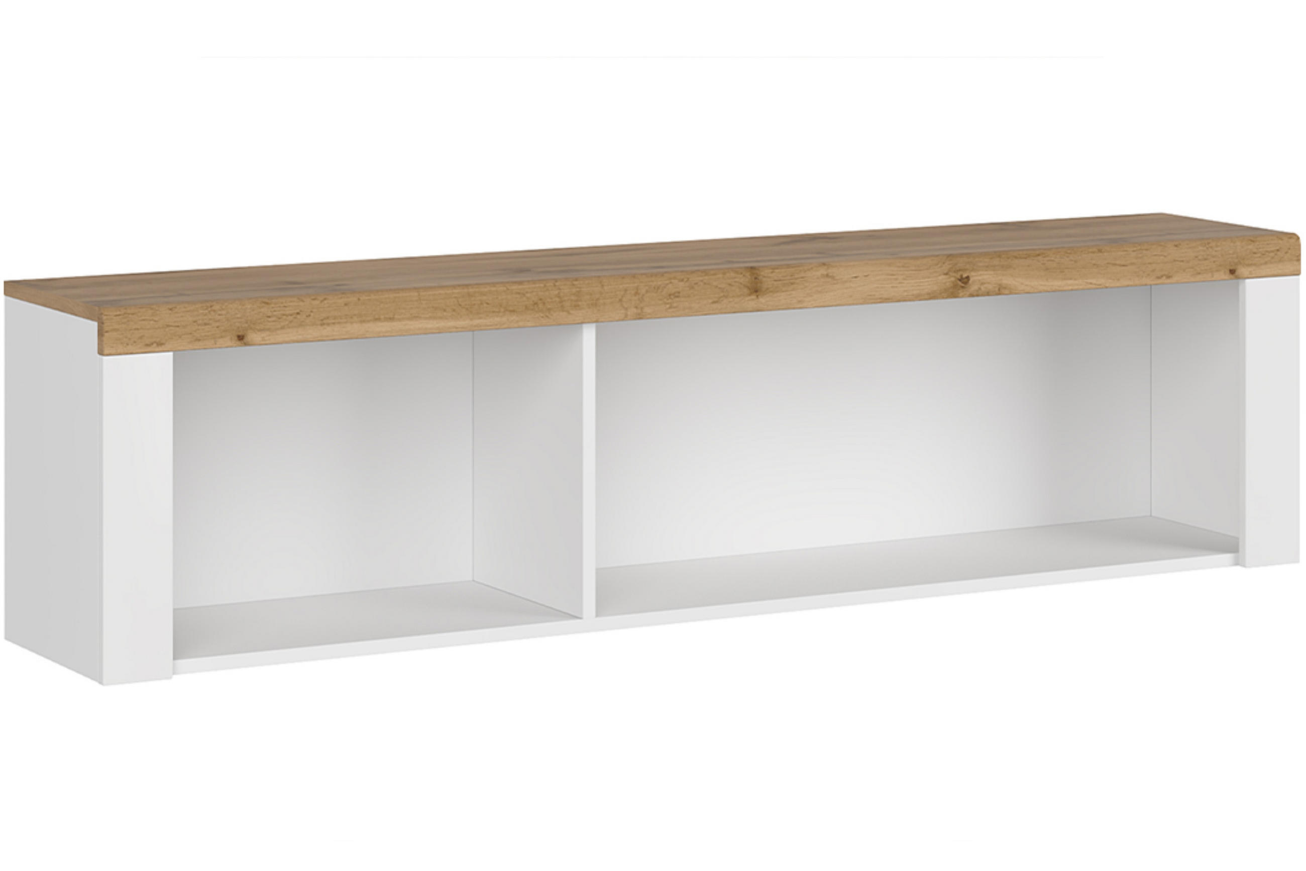 Konsimo® Wandregal Weiß, Eiche Wotan 156x40x32 cm