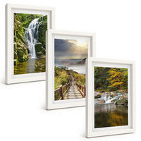 BILDER SET 3er Set - 20x30 cm Weißer Rahmen - Wasserfälle, Berge, Wolken, Herbst - Weiß, Kunststoff (20/30cm) - TULUP