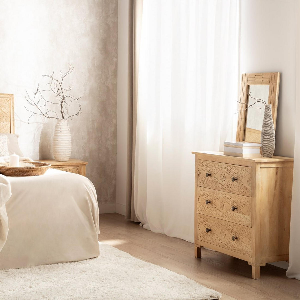 KOMMODE MIT SCHUBLADEN Nala Natürlich 80 cm x 80 cm - Naturfarben, Holzwerkstoff (80/80/40cm)