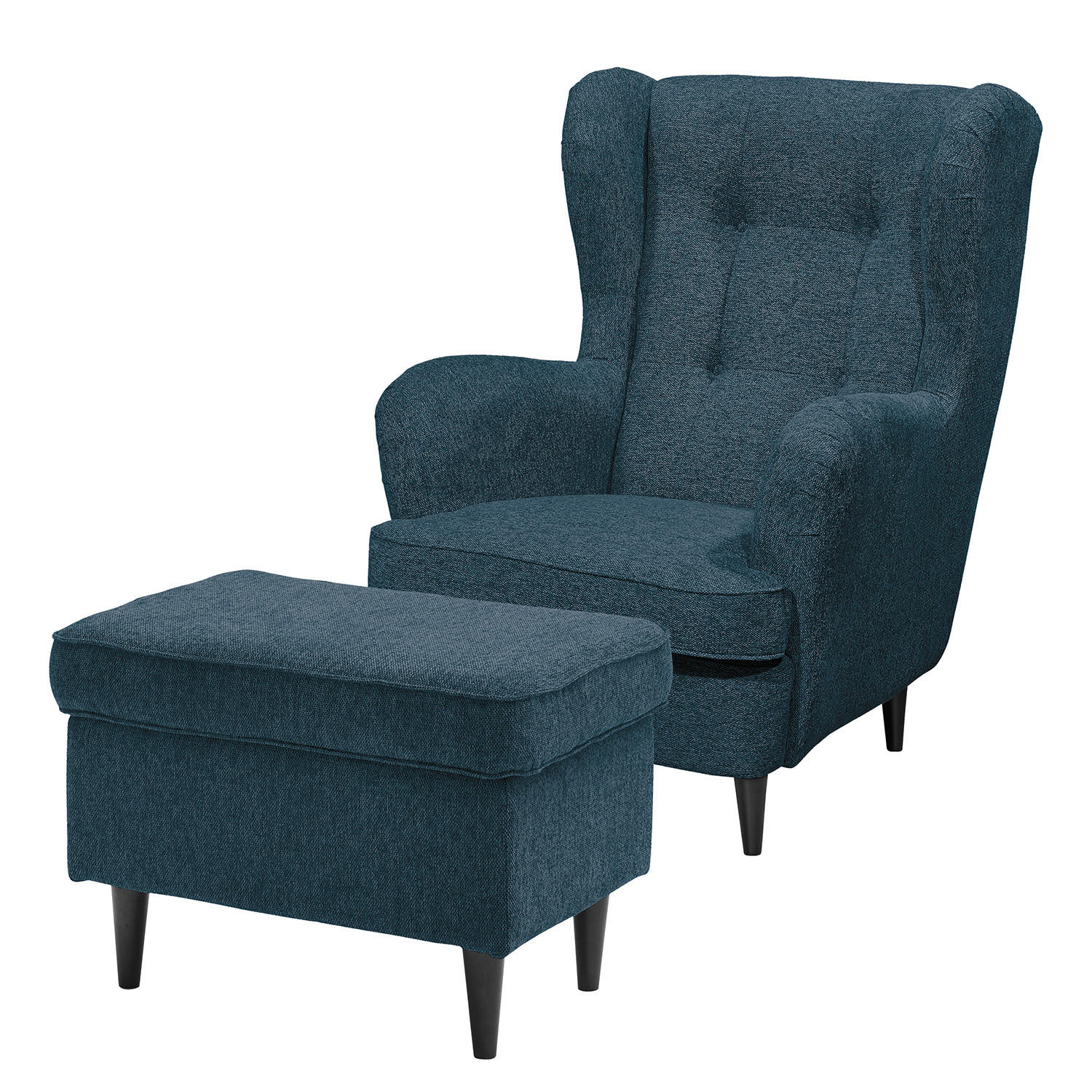 SESSEL - Schwarz/Dunkelblau, Holz/Buchenholz (78/102/98cm) - home24