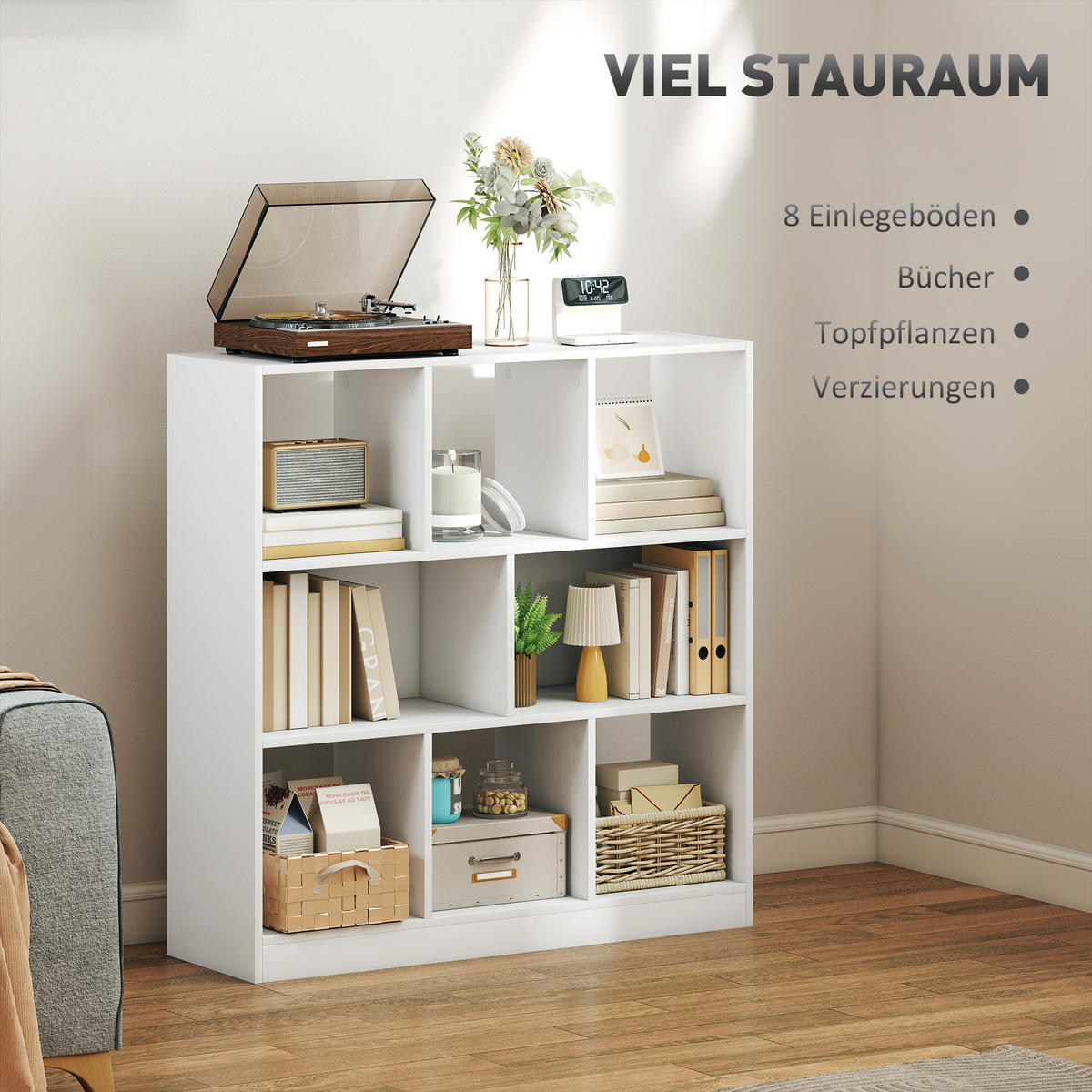 BÜCHERREGAL 3-stöckige Bücherregal Büroregal Home-Office Spanplatte Weiß - Weiß, Holzwerkstoff (30/100/97.5cm) - HOMCOM