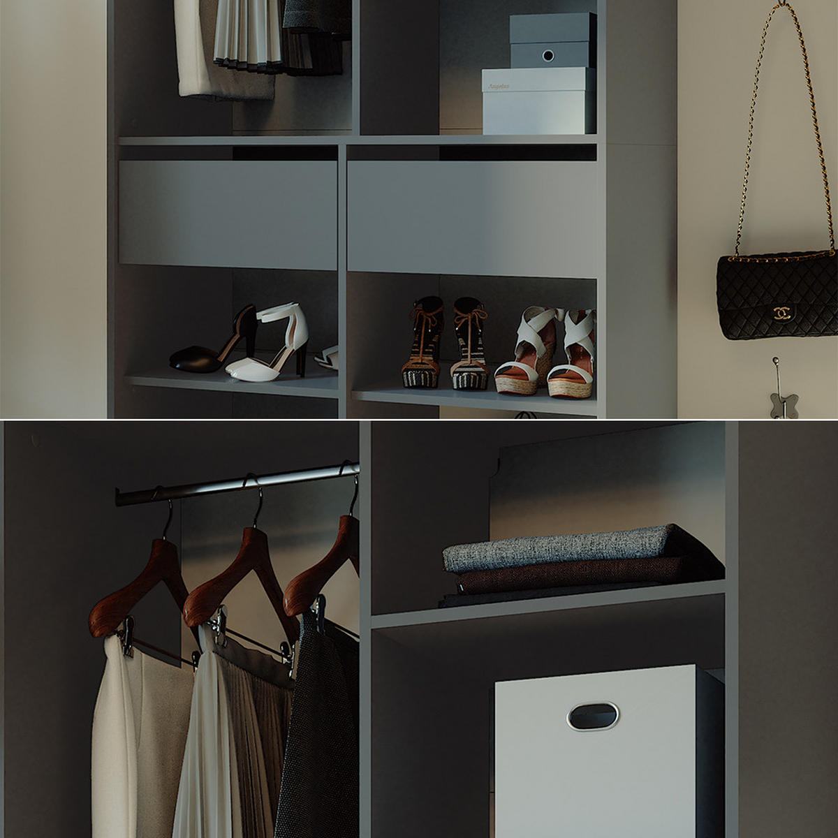 KLEIDERSCHRANK Elmo Anthrazit 100 x 200 cm mit 2 Schubladen - Anthrazit, Holzwerkstoff (100/200/50cm) - Vicco