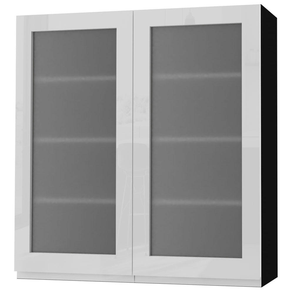 HÄNGESCHRANK Florence W4S/90 Schwarz / RAL 9003 signalweiß HG 90 / 32,5 / 96cm - Weiß Hochglanz/Schwarz, Holz/Holzwerkstoff (90/96/32.5cm) - Feldmann-Wohnen