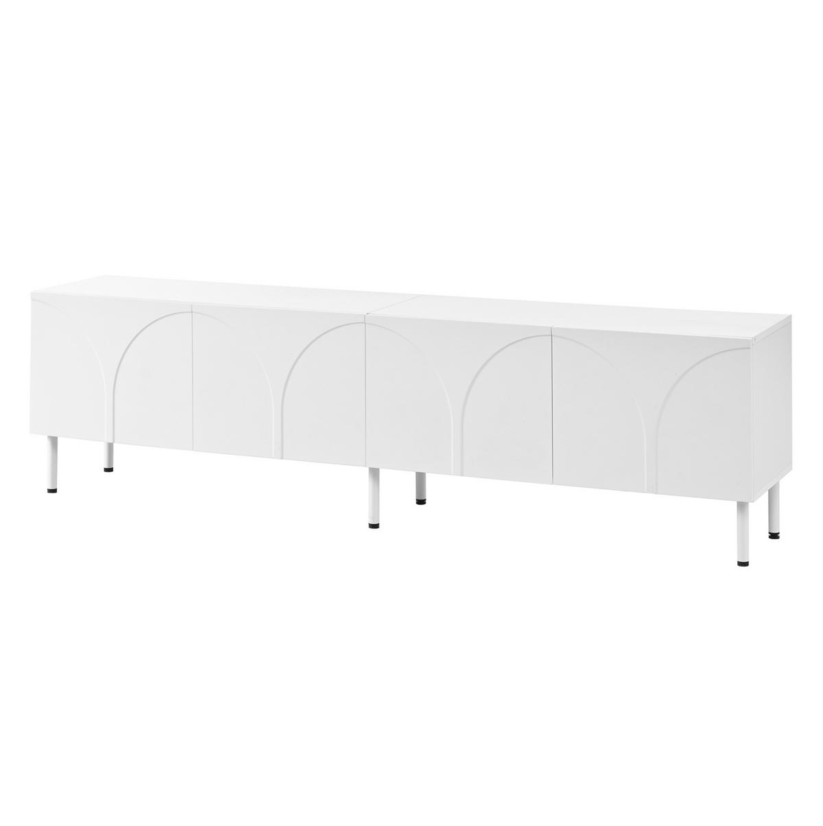 TV-SCHRANK mit 4 Türen 180 cm Weiß mit Metallfüßen - Weiß, Holzwerkstoff (35/49/180cm) - Beauniv