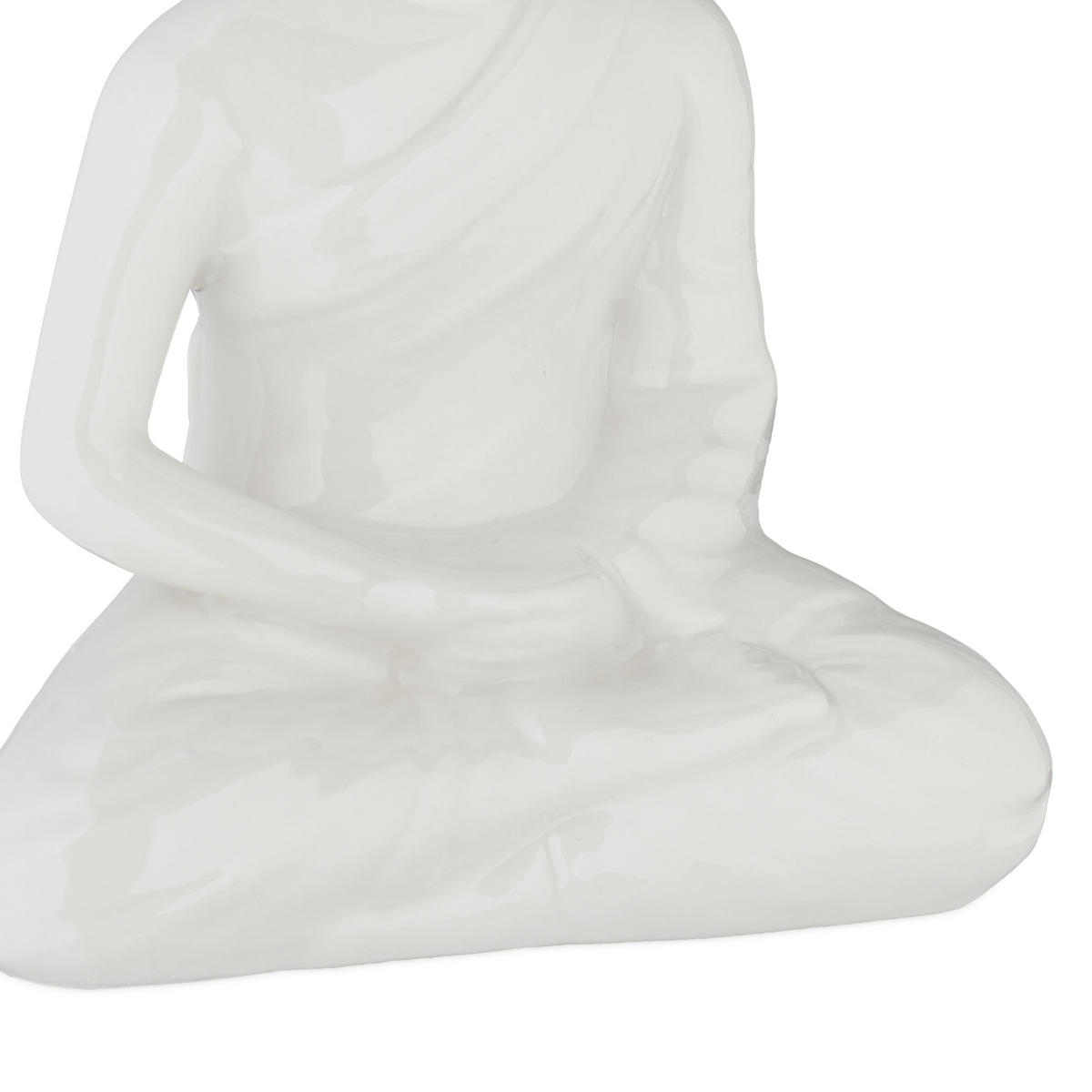 BUDDHA-FIGUR - Weiß, Keramik (11/18/6cm) - Relaxdays