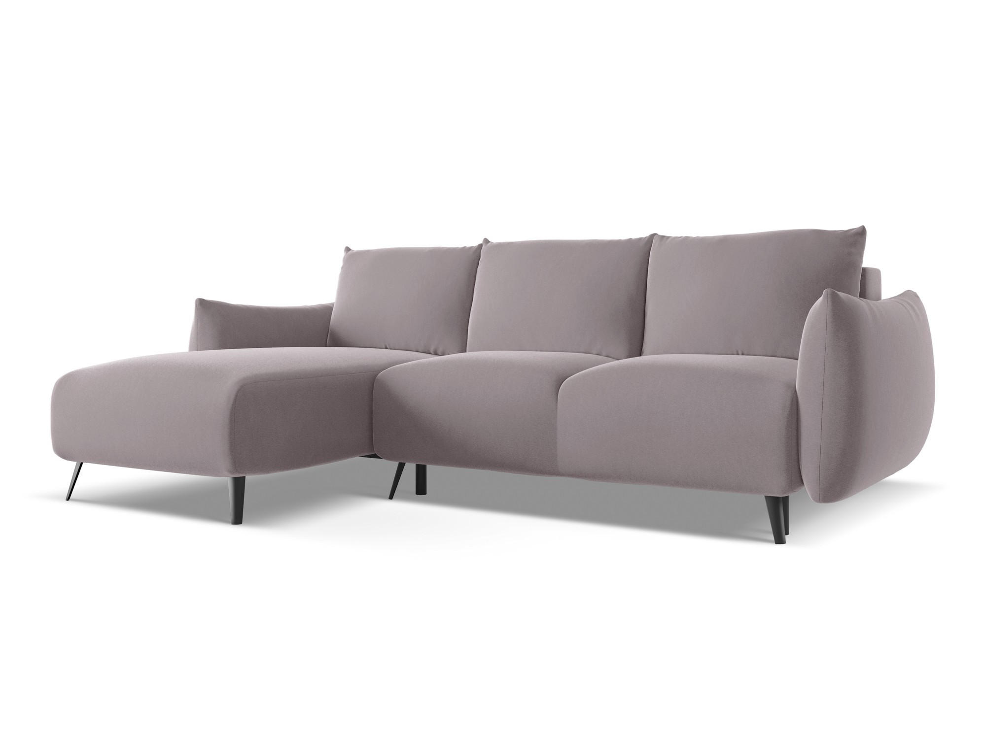 ECKSOFA mit Schlaffunktion Samt Stoff Violett - Lila/Flieder, Textil/Metall (162/242cm) - Makamii