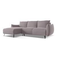 ECKSOFA mit Schlaffunktion Samt Stoff Violett - Lila/Flieder, Textil/Metall (162/242cm) - Makamii