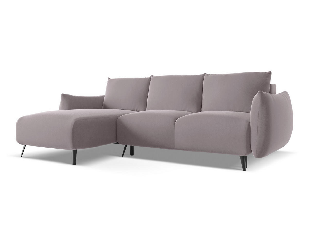ECKSOFA mit Schlaffunktion Samt Stoff Violett - Lila/Flieder, Textil/Metall (162/242cm) - Makamii
