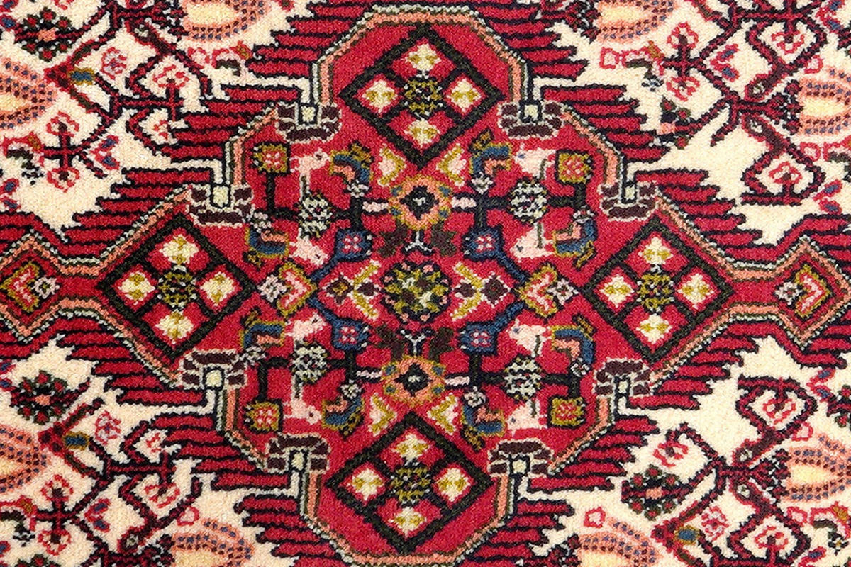 LÄUFER Orient handgeknüpft Assadabad Beige, Rot 195/75 cm Schurwolle - Beige/Rot, Textil (75/195cm) - Looma