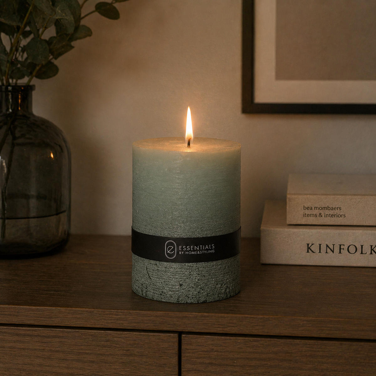 KERZE Dip Dye 7/7/10 cm - Grau, Paraffin (7/10/7cm) - Home Styling Collection