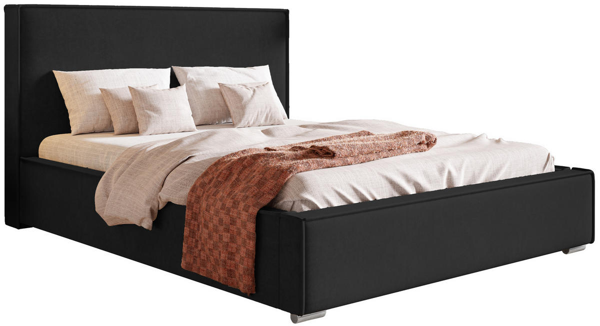 POLSTERBETT 160x200 Sydney mit Bettkasten, Schwarz - Schwarz, Holz/Textil (160/200cm) - Emporius