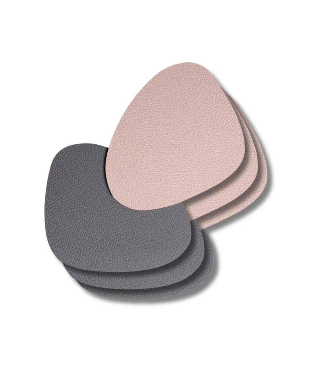 UNTERSETZER - Veganes Leder - Grau / Rosa - Organic - doppelseitig - 13 x 11 cm - 6 Stück - Pink, Kunststoff (11/13cm) - Cookinglife