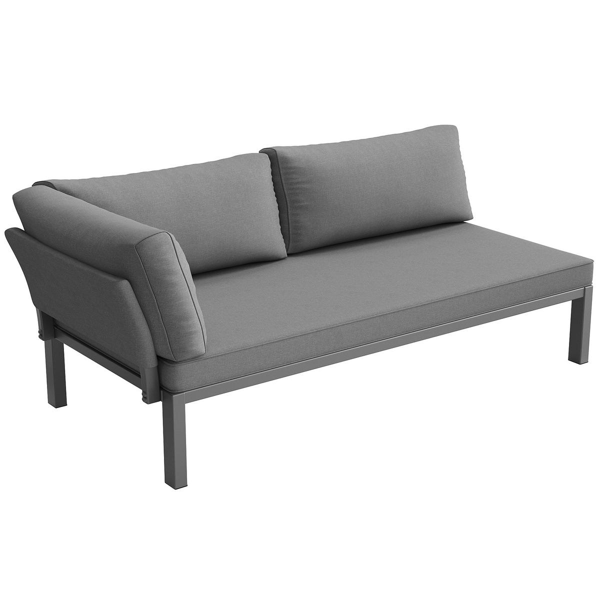 LOUNGEGARNITUR aus Akazienholz & Eisen Grau mit modularer Kombination - Grau, Metall - Modfu