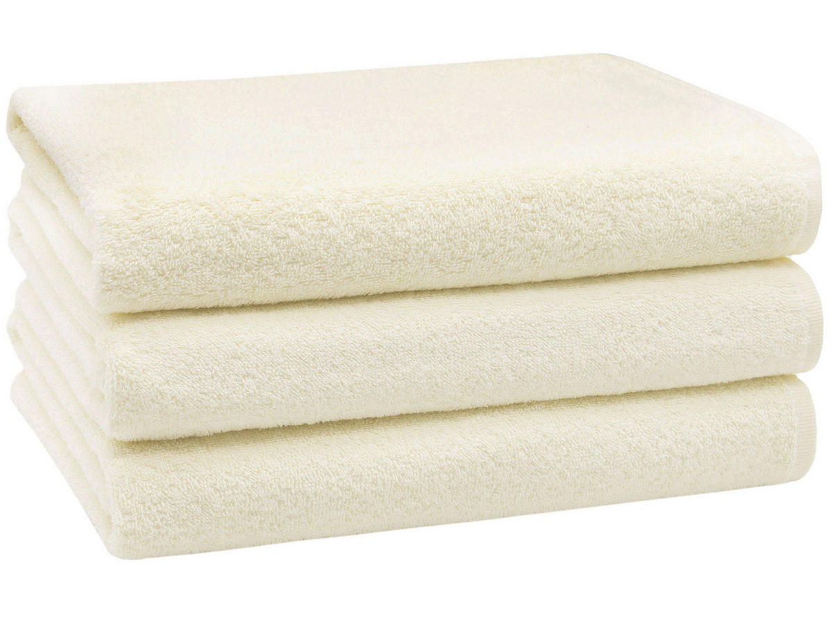 DUSCHTÜCHER, 3er-Set, 70x140 cm, 100% Baumwolle, Weiß - Creme, Textil (70/140cm) - Zollner