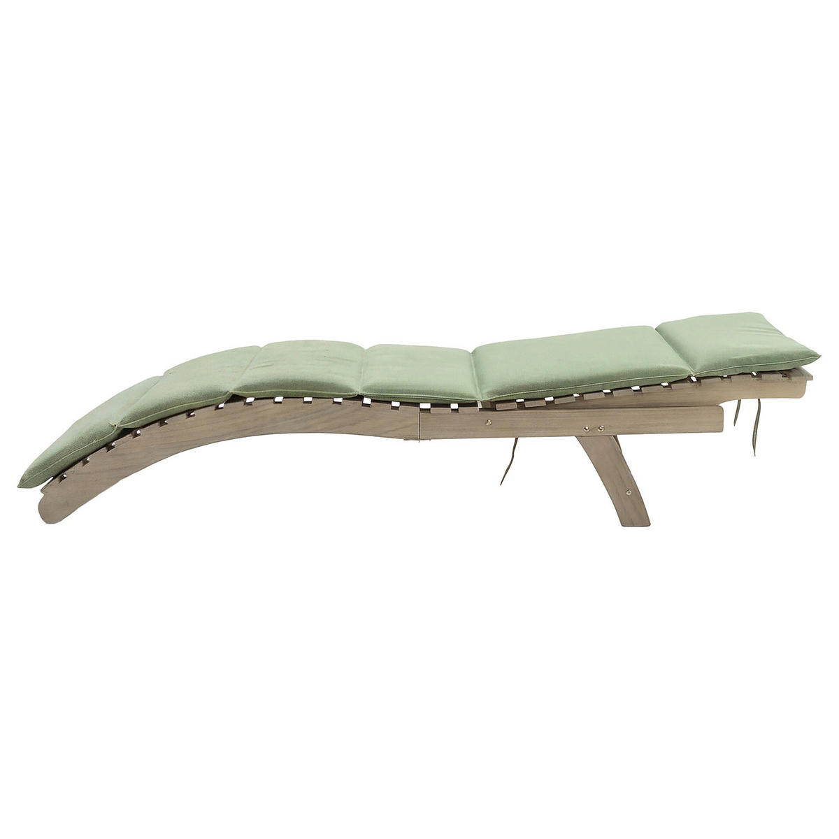 GARTENLIEGE - Akazie massiv / Webstoff - Braun / Salbei - Salbeigrün, Holz/Textil (54/79/175cm) - home24
