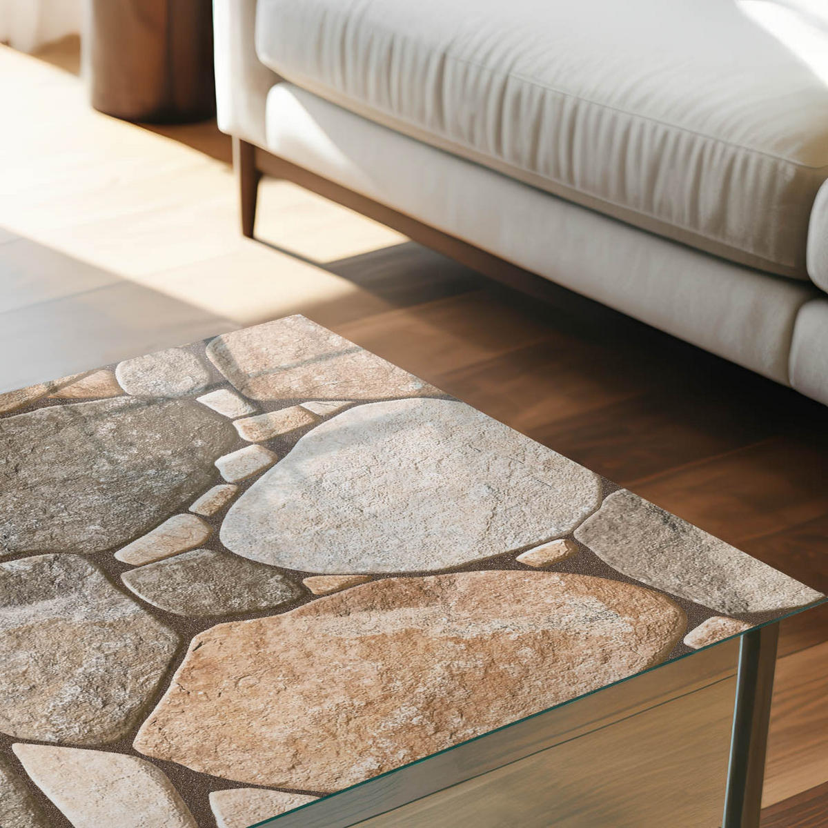 TISCHPLATTE 50x50 cm – Steinmosaik - Grau, Glas (50/50/0.4cm) - Wallfluent