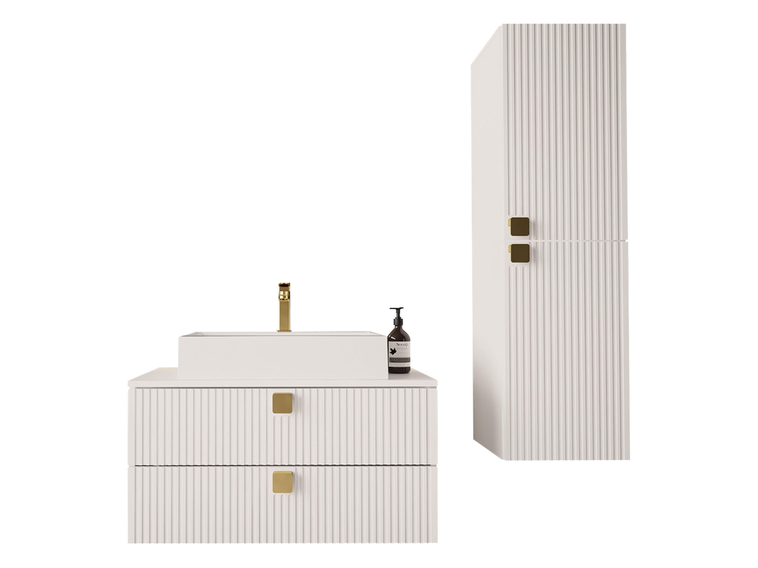 BADMÖBEL-SET Gariano III - Goldfarben/Weiß, Holzwerkstoff/Kunststoff (80/42/46cm) - MIRJAN24