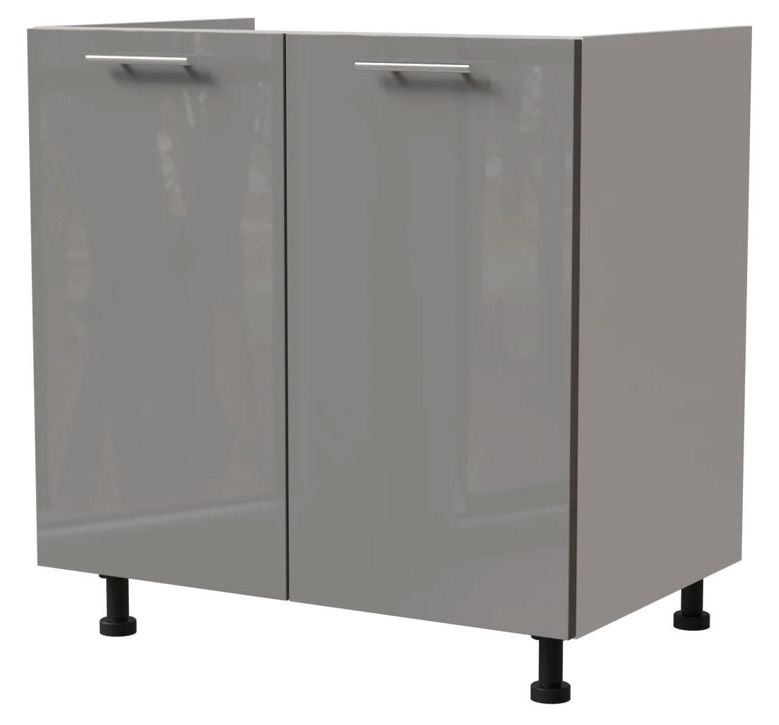 SPÜLENUNTERSCHRANK Essen D8Z/80 Grau Hochglanz / Weiß Matt 80 / 50 / 82cm - Weiß/Grau, Holz/Holzwerkstoff (80/82/50cm) - Feldmann-Wohnen