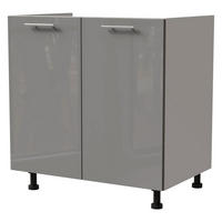 SPÜLENUNTERSCHRANK Essen D8Z/80 Grau Hochglanz / Weiß Matt 80 / 50 / 82cm - Weiß/Grau, Holz/Holzwerkstoff (80/82/50cm) - Feldmann-Wohnen