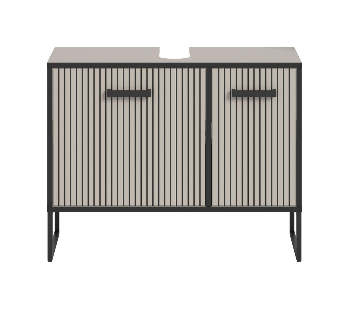 WASCHBECKENUNTERSCHRANK Bagno Bad in Kaschmir Nachbildung und schwarz B/H/T: 80x63x36 cm - Kaschmir, Holzwerkstoff (80/63/36cm)