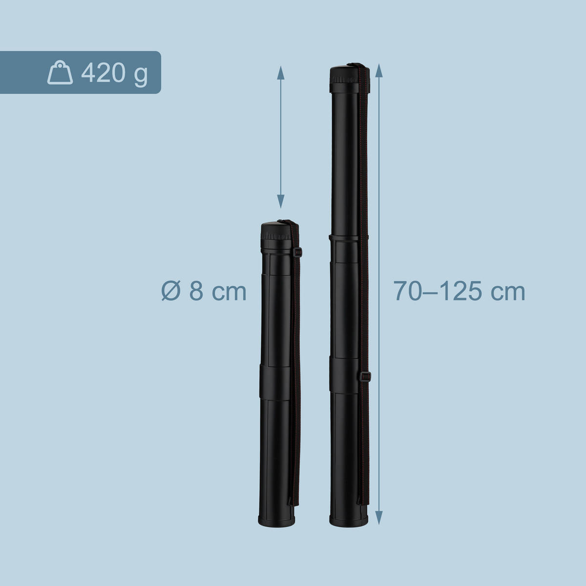 TUB Negru Roșu extensibil plastic cu curea - negru, material plastic (8/125/8cm) - Relaxdays