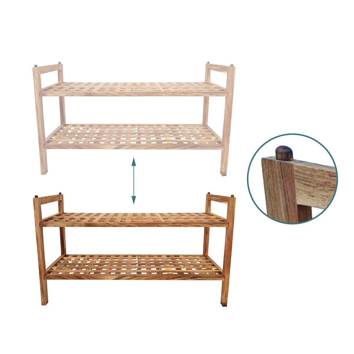 SCHUHREGAL Akazie - Hellbraun, Holz (69/41/26cm) - Relaxdays