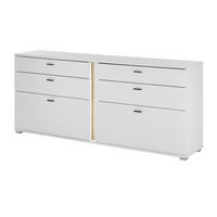 SIDEBOARD weiß matt, Eiche Wotan 200 cm, Kommode inklusive Frontbeleuchtung - Silberfarben/Eiche Wotan, Holzwerkstoff/Kunststoff (200/86/42cm) - Furn.Design
