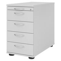 STANDCONTAINER - mit 4 Schubladen 80/42,8/72 cm in Grau Bogengriff (Metall) - Grau, Holzwerkstoff (42.8/72/80cm) - bümö