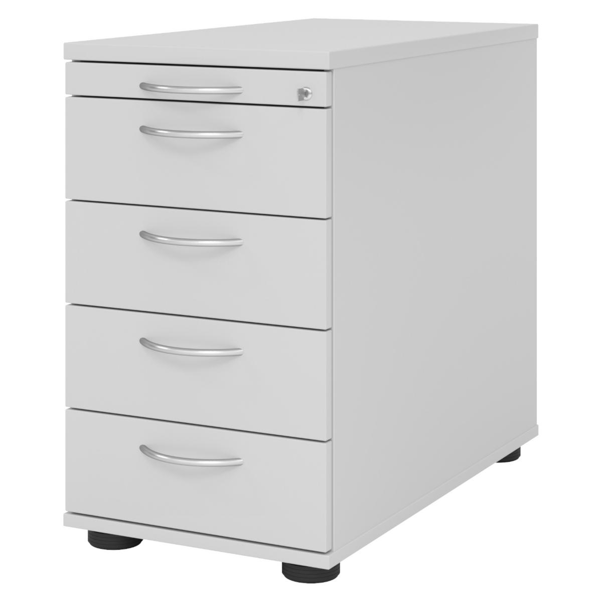 STANDCONTAINER - mit 4 Schubladen 80/42,8/72 cm in Grau Bogengriff (Metall) - Grau, Holzwerkstoff (42.8/72/80cm) - bümö