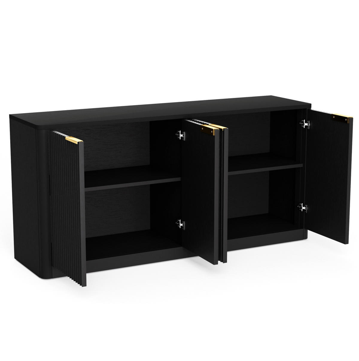 SIDEBOARD aus MDF 150x40x70 cm Schwarz mit 4 Türen und Stauraum - Schwarz, Holzwerkstoff (150/70.5/40cm) - IVMEU